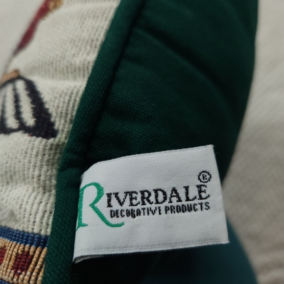 Vintage Riverdale Tapestry Christmas Santa Train Throw Pillow - Picture 3 of 4